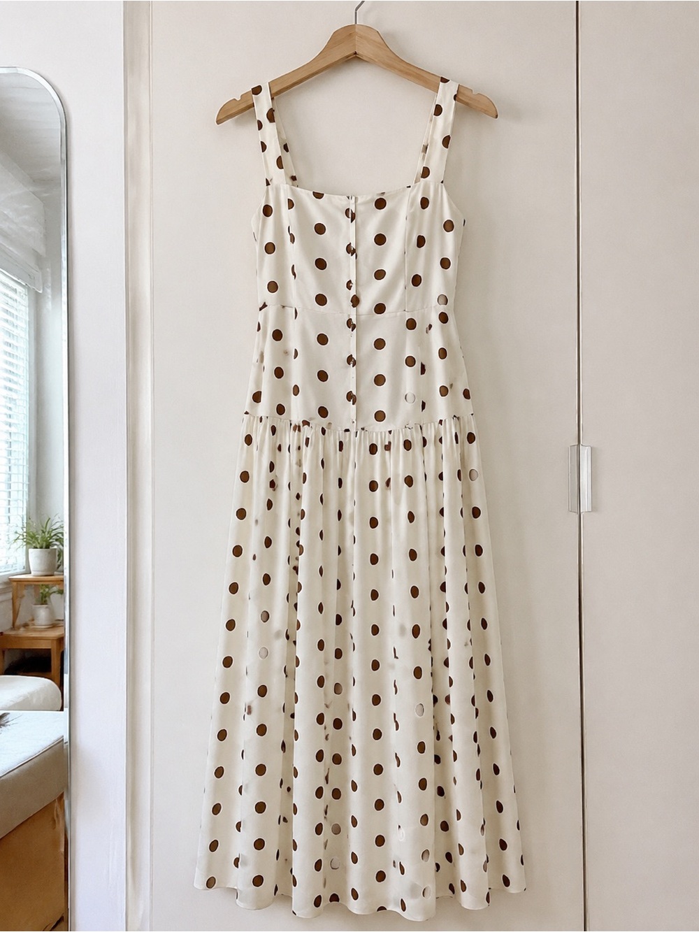 Zimmermann White Midi Dress with Brown Polka Dots - Picture 2 of 4
